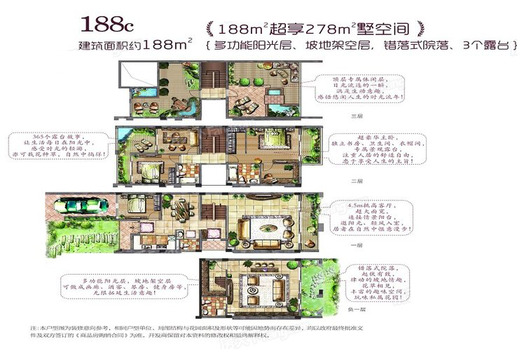 洱海傳奇別墅-188c戶型 3室2廳4衛(wèi)1廚 188.00㎡