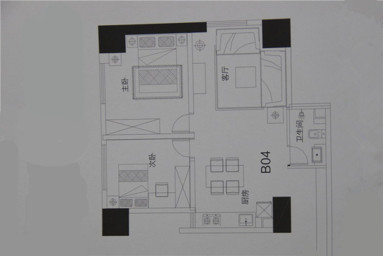 中天·文化空間B4戶型 2室2廳1衛(wèi)1廚 88.76㎡