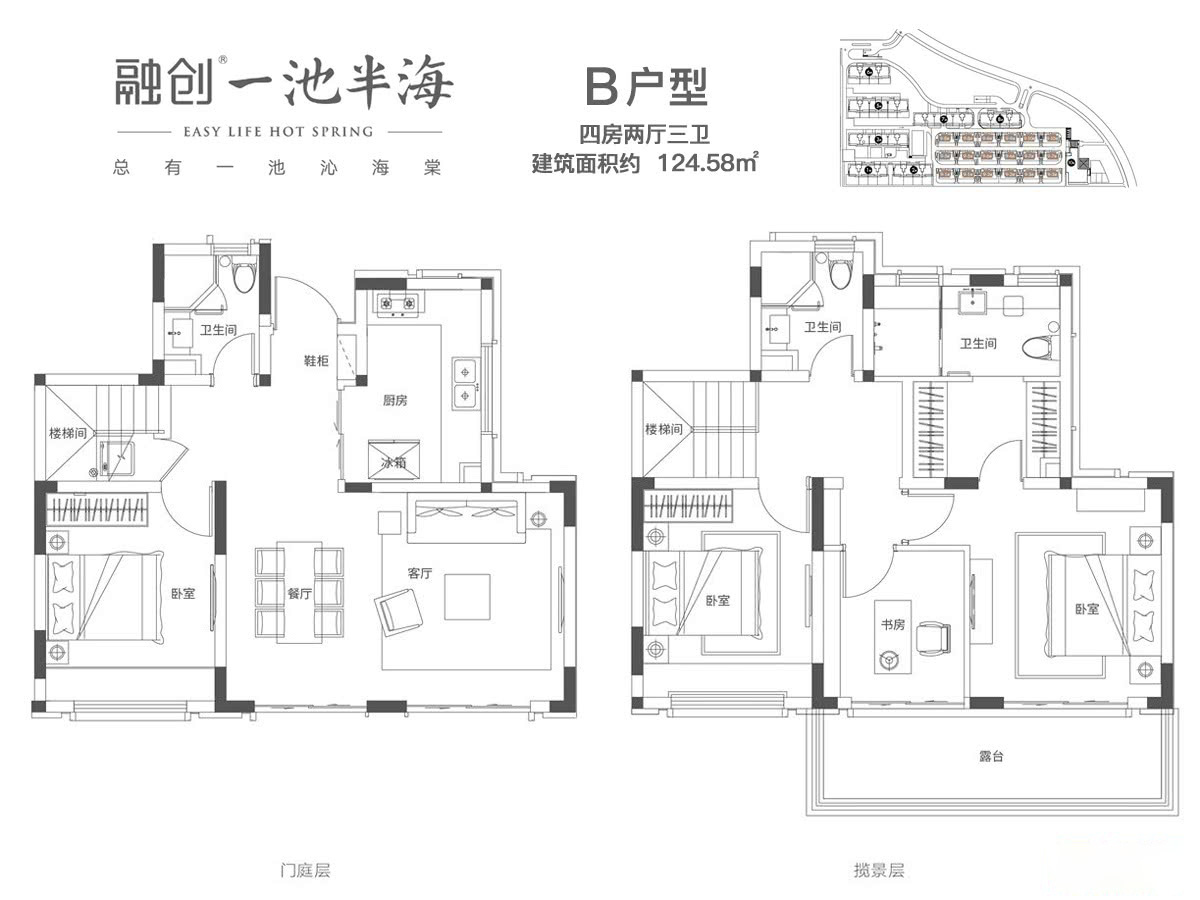 融創(chuàng)一池半海  疊拼別墅 B戶型