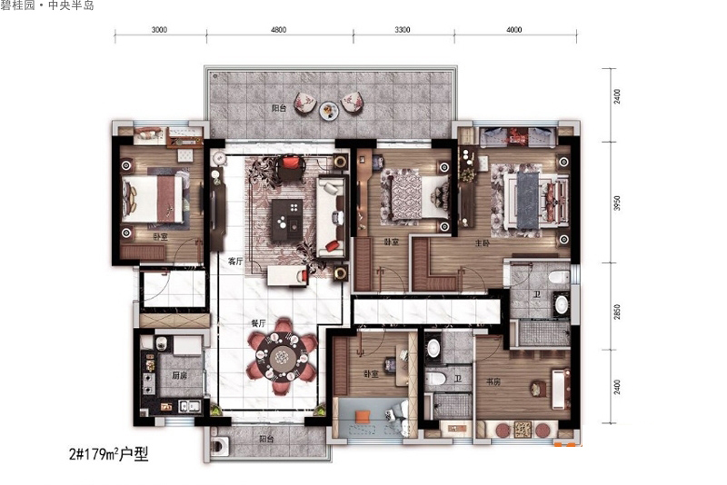碧桂園·中央半島天御灣2#179平戶型圖5室2廳2衛(wèi)1廚