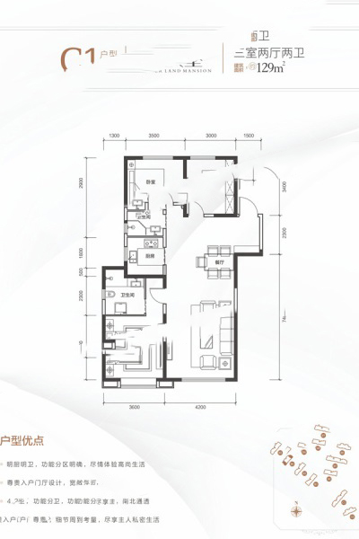 陽光城·文瀾公館【霍夫堡】129㎡三室兩廳兩衛(wèi) 135.45萬元-套