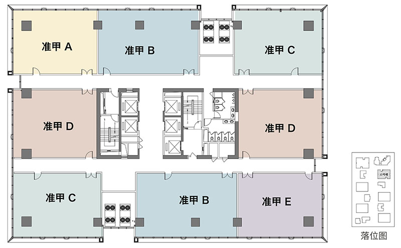 綠地·領海廣場準甲LOFT辦公：建筑面積約 167-199㎡，層高5.4米