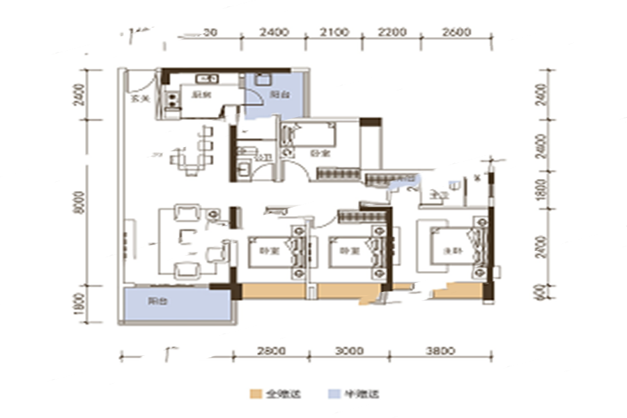 國鼎·中央公園A7 4室2廳2衛(wèi)1廚 141㎡ 91.65萬元-套