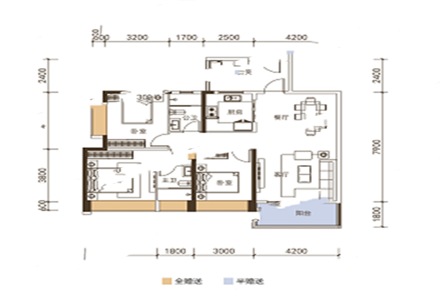 國鼎·中央公園B2 3室2廳2衛(wèi)1廚 133㎡ 86.45萬元-套