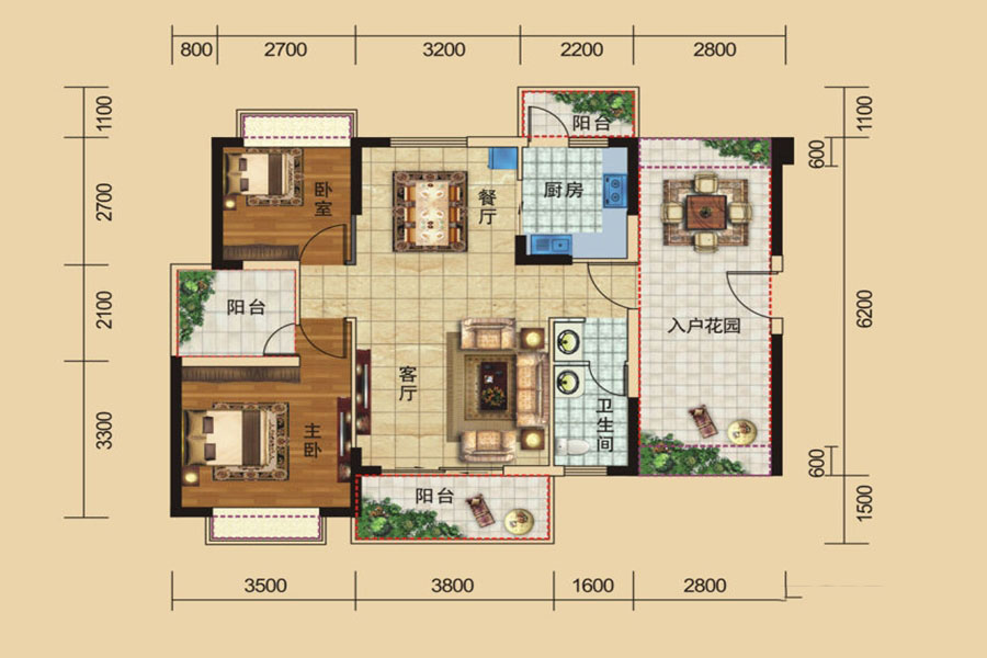 94-101㎡A戶型 2室2廳1衛(wèi)1廚 89.28萬元-套