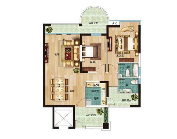 麗晶維港麗晶維港B3戶型圖 2室2廳2衛(wèi) 建面119.49㎡