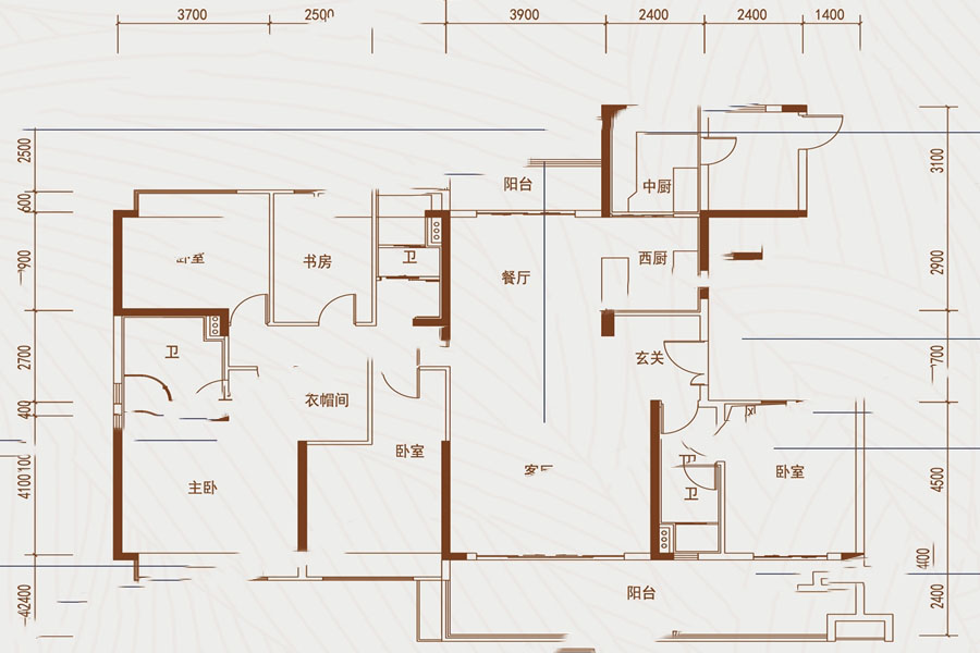 碧桂園天驕公館A戶型 5室2廳3衛(wèi)2廚 226