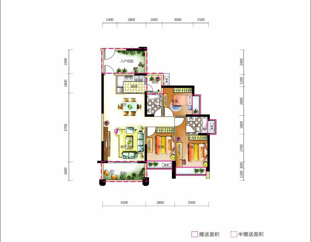 東奧御園3室2廳2衛(wèi) 108