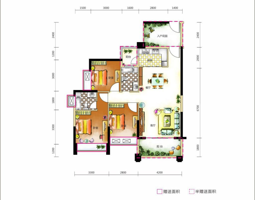 東奧御園3室2廳2衛(wèi) 111