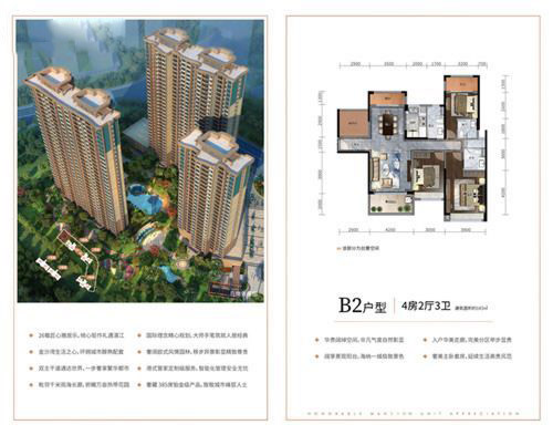 雅居樂雍逸廷B2戶型 4室2廳3衛(wèi)1廚 143㎡