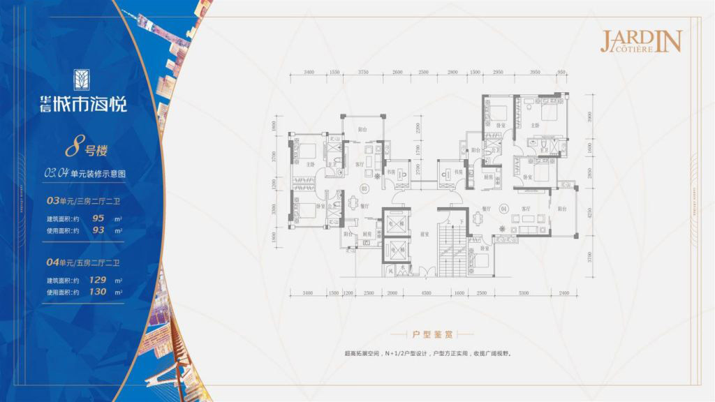 城市海悅花園8號(hào)樓03、04單元 5室2廳2衛(wèi)1廚 129㎡