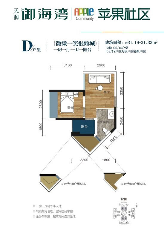 微微一笑很傾城D戶型 1室1廳1衛(wèi) 31.19-31.33