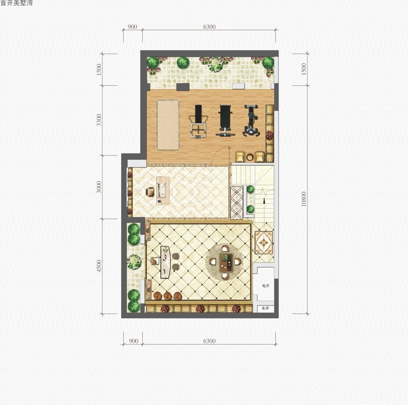 首開美墅灣藝墅街壹戶型負一層