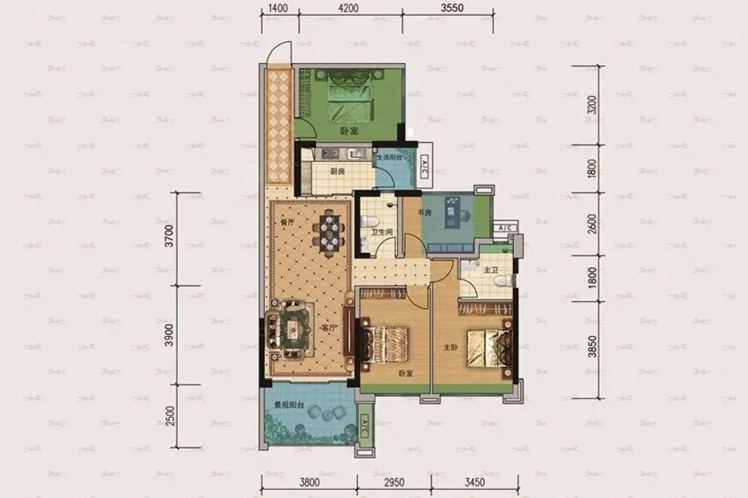 建實帝景銀灣1號樓03戶型111.14 ㎡