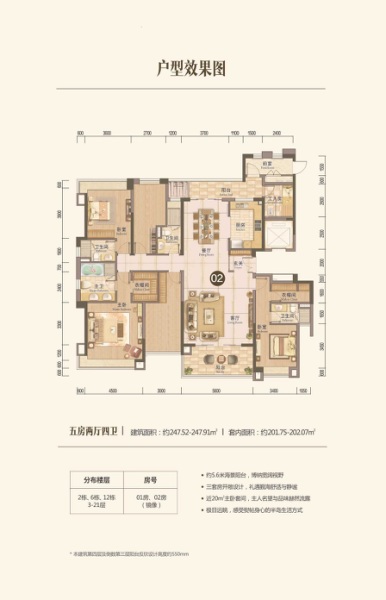 仁恒濱海半島五房兩廳四衛(wèi)02戶型