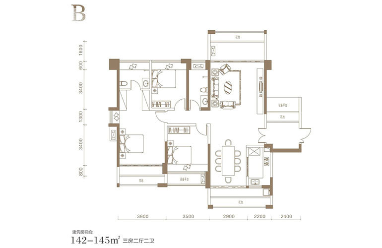 慶豪·天悅B戶型 建面142㎡