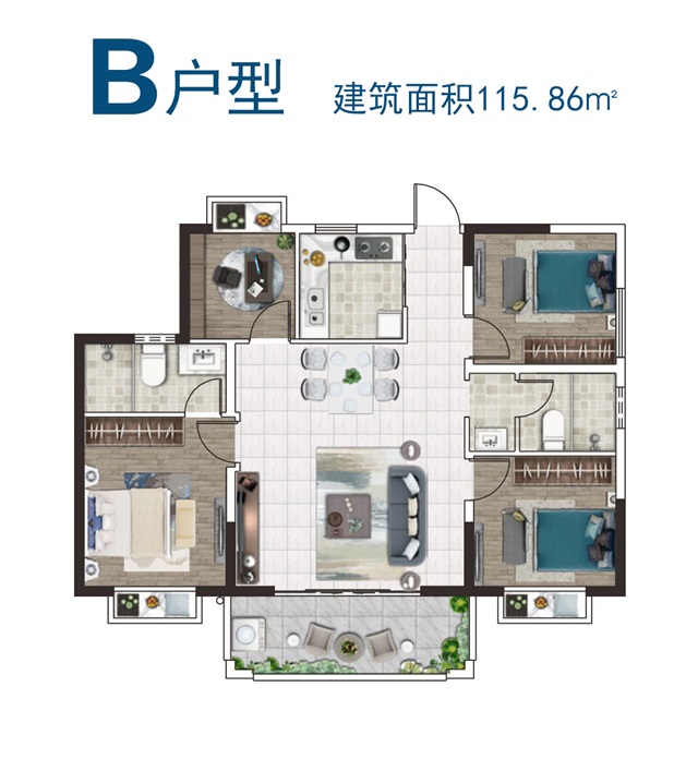 山海灣·五期三區(qū)山海灣B型115.86㎡