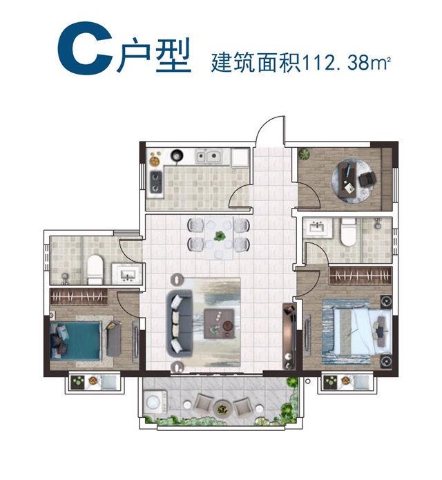 山海灣·五期三區(qū)山海灣C型112.38㎡